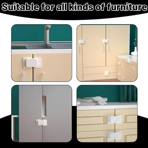 Miniatura 6 de 4 Piezas Cerradura Para Refrigerador Seguridad Puertas Niños, Cierre Seguridad Cajones Bebe, Seguro Puertas Bebe, Cierres Seguridad Bebe, Pestillo Puerta Sin Agujeros, Para Cajones Neveras