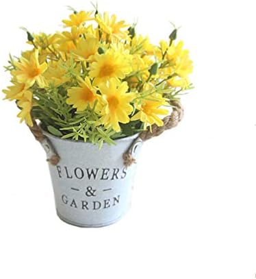 UUPP Potted Artificial Daisy Flowers Bonsai Silk Flowers Bouquet with Pot Fake Flower Arrangements for House Office Restaurant Table Centerpieces Windowsill Decor, Yellow