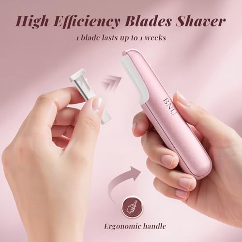 Dermaplane Razor for Women Face, BNU Facial Hair Remover for Anti-Aging, Rechargeable, LED Light, Sonic Edges, 3 Speeds, Ergonomic Handle Face Dermaplaning Tool 10 Blades Pink by BNU - Image 4