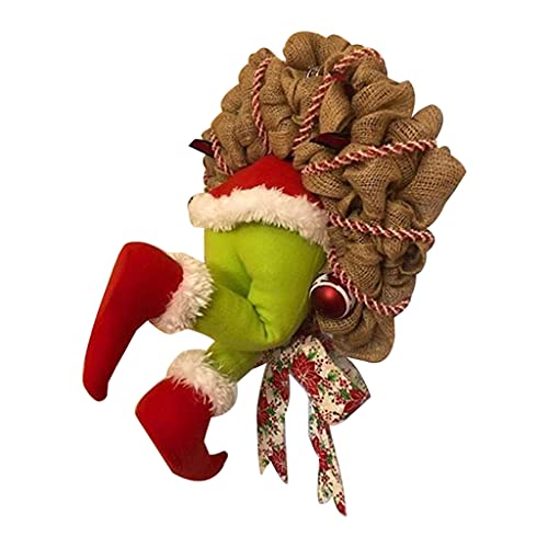 NC Coroas de Natal do ladrão requintadas o Grinch roubou Coroa de serapilheira Bowknot Garland Coroa