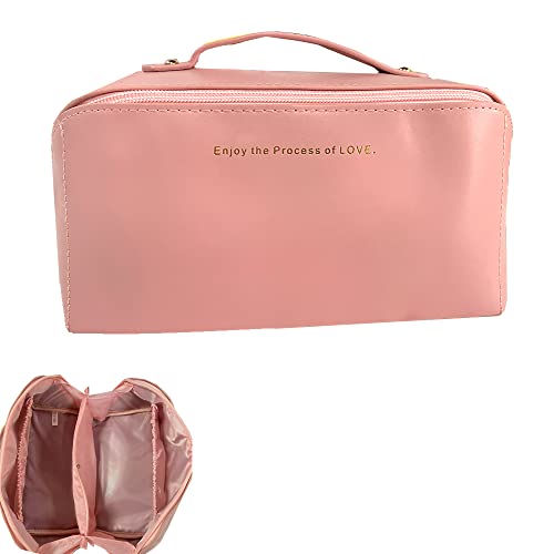 M-Bestl Upgraded Design Travel Cosmetic Bag,Travel Makeup Bag,Makeup Organizer Bag,Toiletry Bag For Storage With Adjustable Divide Space (Pink) #TOP5
