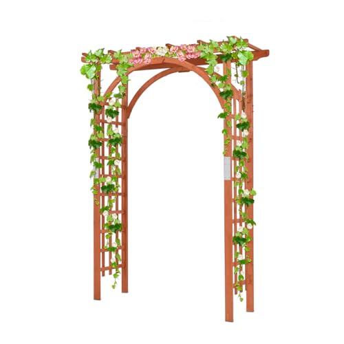 GOPLUS Arche de Jardin en Bois pour Plantes ou Fleurs Grimpantes, Arche en Treillis à Rosiers pour Décoration de Fête/Mariage, Arceau en Bois Massif pour...