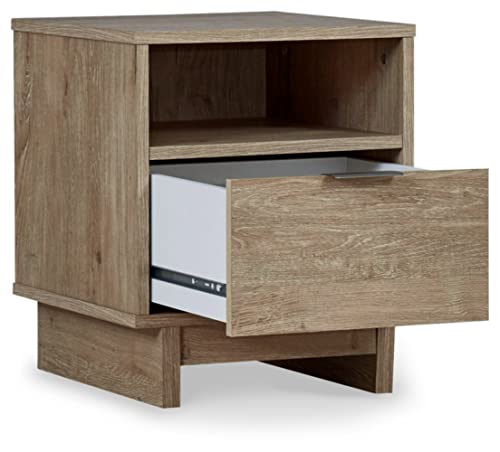 Signature Design by Ashley Oliah Contemporary 1 Drawer Nightstand with Open Cubby, Light Brown by Signature Design by Ashley - Image 2