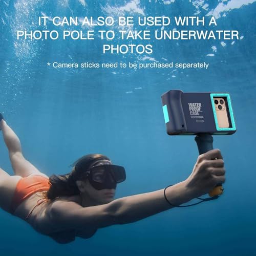 Image of feily Polycarbonate Professional 50ft Diving Phone Case For All Samsung iPhone Series, Universal Waterproof Cell Phone Cover For Outdoor Surfing Swimming Snorkeling Photo Video (Black-Blue)