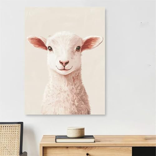 Peinture par numéro adulte mouton géant format 80x120cm avec kit complet de pinceaux et toile
