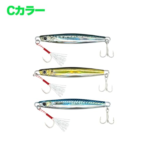 オルルド釣具 メタルジグF (８サイズ：15g 25g 40g 60g 80g 100g 120g 150g) アシストフック付 シルバーフック &魚に見えにくい赤フック オールシーズン対応 シーバス ヒラメ マゴチ タチウオ サゴシ ハマチ qb100143 4枚目
