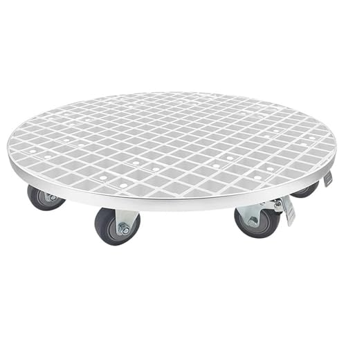 OLSKFUH Plant Caddy With Wheels, Heavy Duty Metal Dolly For Moving Large Potted Plants Indoors And Outdoors, Round Design, 36Cm Diameter,White-Diameter 67cm