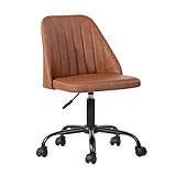 HouseInBox Home Office Chair, Mid Back Task Chair, Classic Leather Computer Writing Chair for Long Working Hours, Adjustable Height Rolling Swivel (Brown)