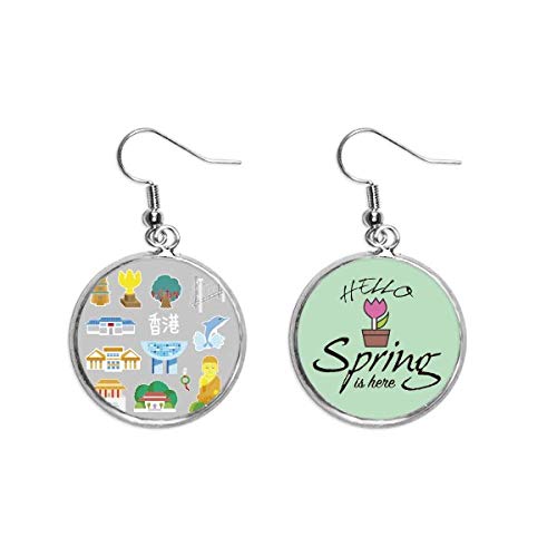 Pendientes de Hong Kong ligeros para evitar alergias con colgante decorativo elegante