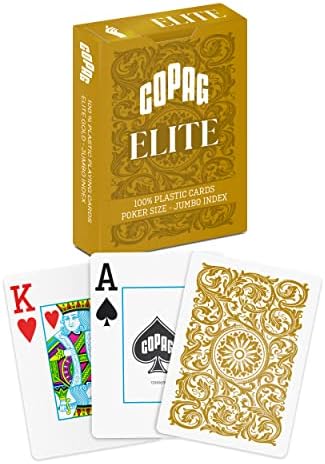 Copag Elite 100% Plastic Playing Cards, Poker Size Jumbo Index Single Deck (Gold)