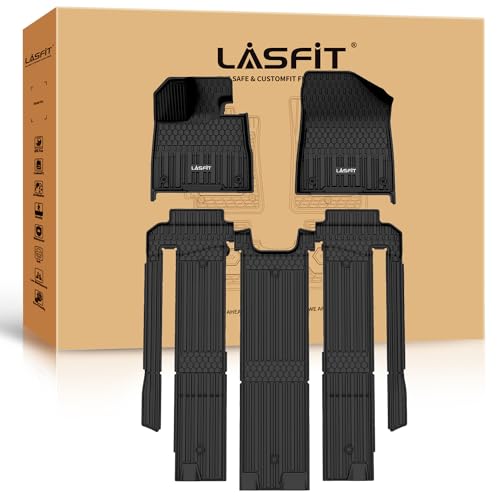 LASFIT Floor Mats for Toyota Sienna 7 Seats 2021-2025 (Only for 7 Seat & Not Fit 2025 Platinum Edition) All Weather TPE Custom Fit Floor Liner for Toyota 7 Passenger Front and Rear Car Mat, Black