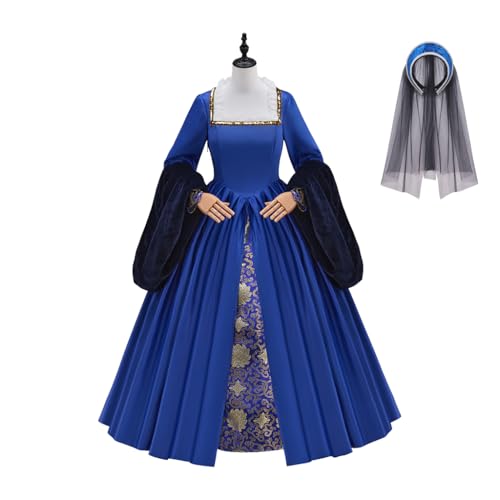Diajosa cos Tudor Period Anne Boleyn Costume Dress Women Renaissance Tudor Princess Queen Elizabethan Costume Ball Gown (Blue, XXXL) by Diajosa cos - Used condition - Image 2