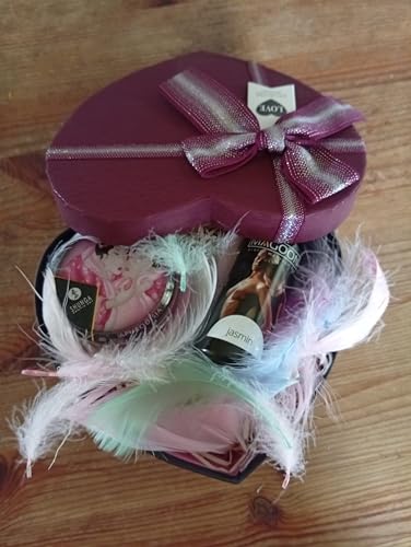 Coffret Coeur Bougie de Massage Shunga et Huile de Massage (Rose)