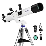 SVBONY SV520 Telescope for Adults High Powered, 90mm Aperture 800mm Focal Length, Refractor with AZ Mount, Telescope Kit for Beginners with K25 Eyepiece, Barlow Lens, Phone Mount