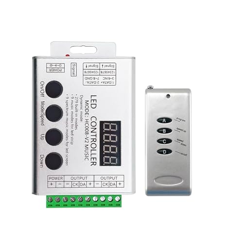 LED Symphony Controller Aluminum Shell HC008-V2 Symphony Music Controller WS2811/2812 Full Color Following Light LED Dimmer(Wm-h