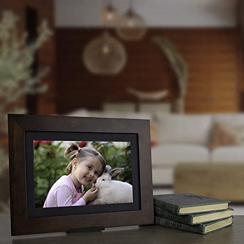 Brookstone Photoshare 8” Smart Digital Picture Frame, Send Pics From Phone To Frames, Wifi, 8 Gb, Holds 5,000+ Pics, Hd Touchscreen, Premium Espresso Wood, Easy Setup, No Fees #TOP5