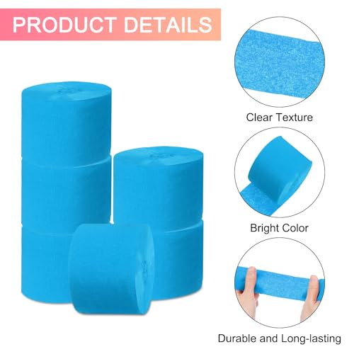 uxcell 10 rolos de papel crepe, 10 rolos de papel crepe, azul-celeste, flâmulas, decorações de festa