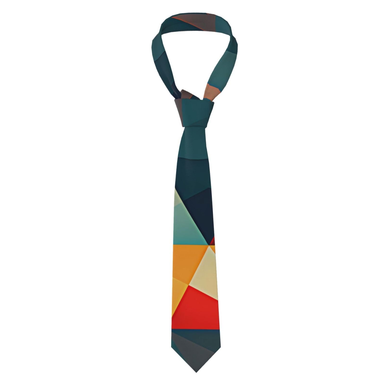 Yyhwhjde Men's Black Abstract Geometric Pattern Prints Tie Classic Style Suit Cravat Suitable For Holidays And Work