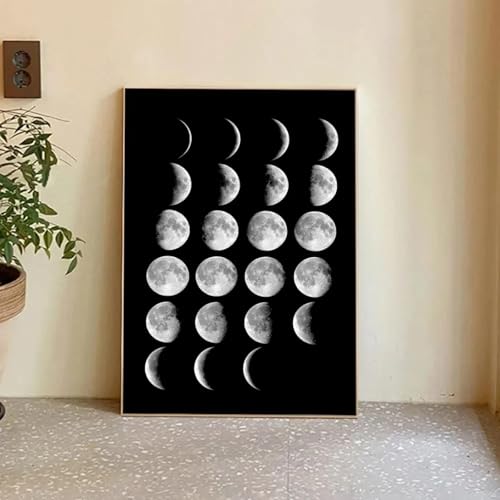 Affiches d'art lunaire pour mur de salon et arrière-plan de canapé chaleureux 60x80 cm