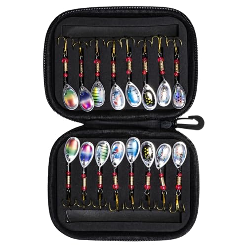 Goture Trout Lures Fishing Spinners,16pcs Spinner Lures with Portable Carry Bag, Hard Metal Baits Spoon Blade Fishing Lures Kit for Bass Trout Salmon Pike Walleye Crappie Fishing Tackle - Thumbnail 7