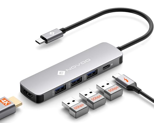 Ya en manzanajugosa.com: NOVOO Hub USB C 5 en 1, adaptador multipuerto con HDMI 4K 60Hz, 3 puertos USB 3.0 5Gbps, carga rápida PD 100W, Docking Station para MacBook Air/Pro, Chromebook, Matebook, Surface, iPad Pro, Steam Deck