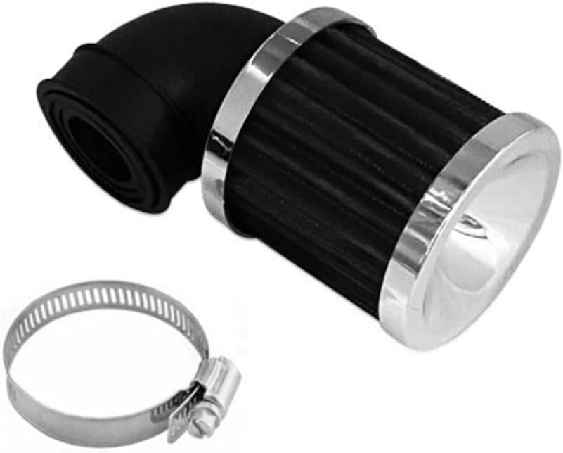 28-48mm 90 Degree Bend Motorcycle Carburetor Air Filter Cleaner Scooter Offroad Fit For(Black and red)