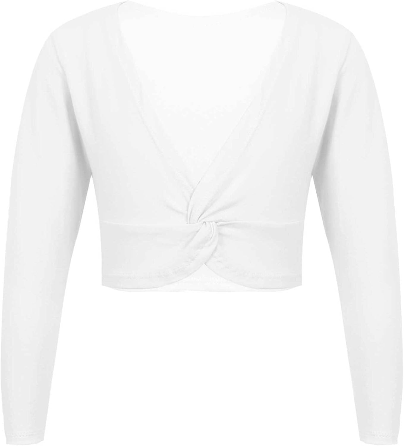 Oyolan Kids Girls Classic Knit Wrap Top Long Sleeves V Neckline Ballet Dance Cardigan Sweaters Athletic Crop Top