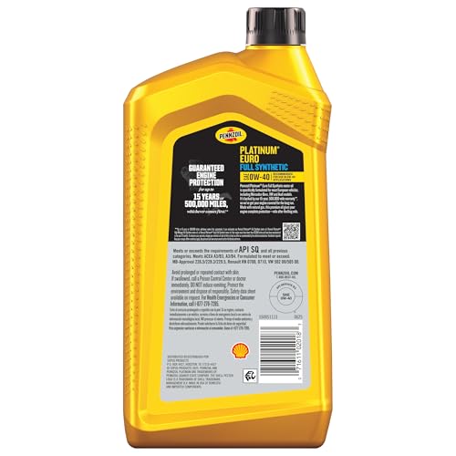 Image of Pennzoil Platinum Euro Full Synthetic 0W-40 Motor Oil, 1 Quart (6 Pack)