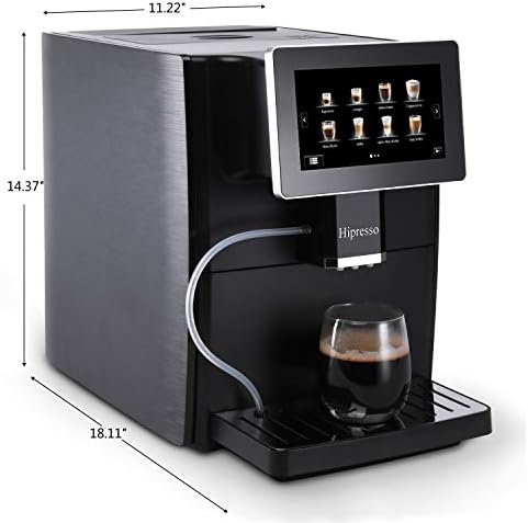 Hipresso Super Fully Automatic Espresso Coffee Machine - 7" HD TFT Touchscreen with Milk Frother
