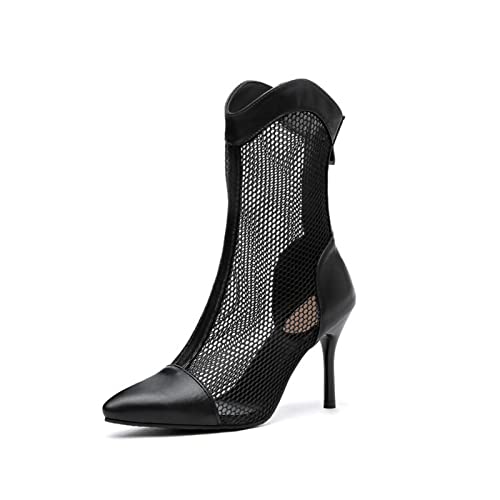 Bottines en maille à bout pointu talons hauts aiguille 9cm pour femme chic