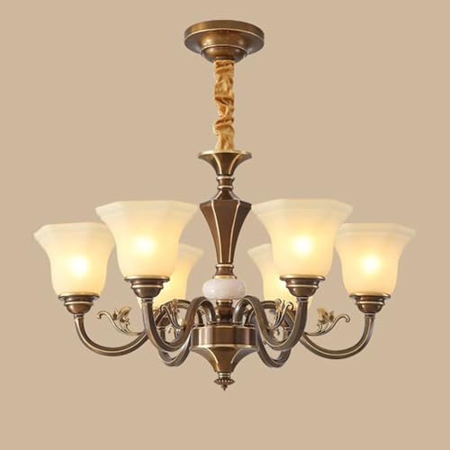 Plafonnier salle à manger MOCHAMIK, luminaire chic à 6 têtes pour repas de style américain