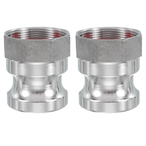 sourcing map 2 Pack 2 Aluminum Cam Lock Fittings - Male Adapter x Female NPT Thread, Quick Disconnect Coupling Cam Lock Hose Fitting, Corrosion Resistant (Part A Cam Groove Type)
