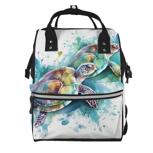 Sac à dos à langer tortues aquarelle idéal pour les sorties quotidiennes en famille
