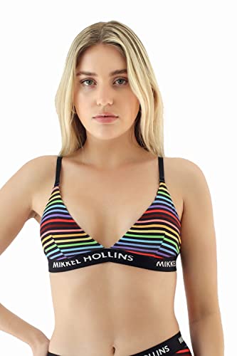 Mikkel Hollins - Triangle Bralette - Rainbow Stripe Pride Design - Ultra Soft Tencel Fabric - Bralettes For Women - Wireless Bra - Modern Design Everyday Bras With Adjustable Straps (Pride)(Medium) #TOP19