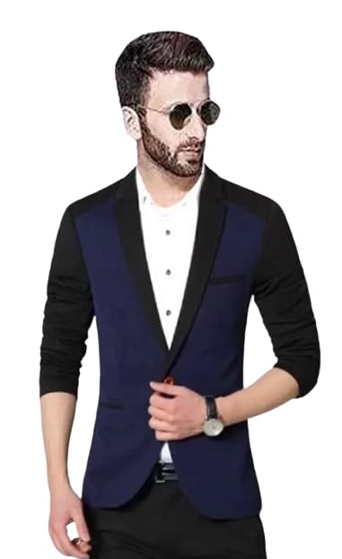 darbar in Men's Casual Blazer, Navy Blue and Black, Single Breasted Design, Formal-picture-31