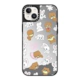 CASETiFY ミラー iPhone 14 Plus ケース [鏡面(スマホカバー) / MagSafe対応/指紋防止] - Bunny-Bear Mix - シルバー (ブラックバンパー)