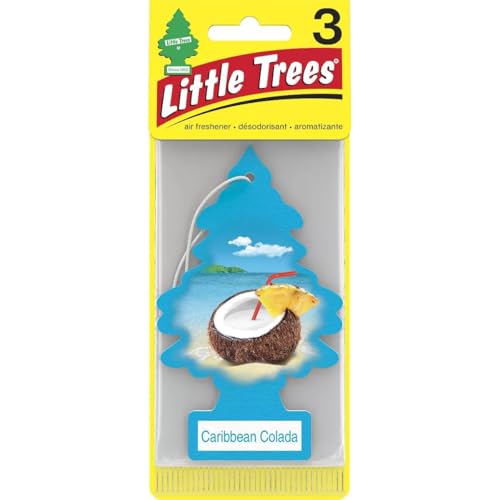 Image of LITTLE TREES Car Air Freshener | Hanging Paper Tree for Home or Car | Caribbean Colada | 3 Pack
