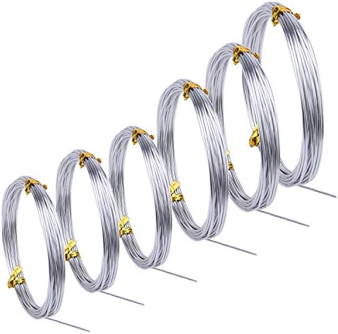 Sunmns 6 Rolls Silver Aluminum Wire, DIY Craft Art Wire, Soft and Flexible Metal Iron Wire, 1mm, 1.5mm, 2mm, 3mm in Thickness