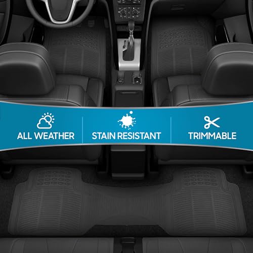 BDK ProLiner Car Floor Mats for Cars Trucks SUV, 3-Piece All-Weather Heavy Duty Rubber Liners with Universal Trimmable Fit, Durable Waterproof Vehicle Auto Floor Mats with Capture Ridges Black by BDK - Image 4