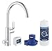 GROHE Robinet de cuisine avec système de filtration complet Blue Pure Eurosmart, filtre charbon actif, goût premium, bec en forme de C, finition chromée, 30383000 (Import Allemagne)