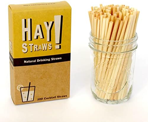 HAY! Straws Cocktail Straw | 100ct | 5" | 100% Biodegradable, 100% Plant-Based, Never Soggy, Gluten-Free | Sustainable Alternative to Plastic & Bioplastic Straws