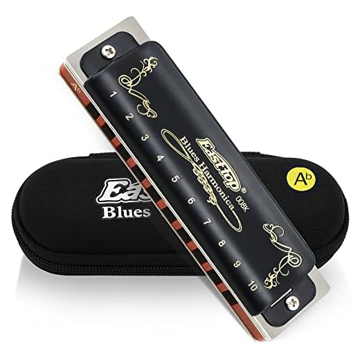 East top Diatonic Harmonica Key of Ab 10 Holes 20 Tones 008K Mouth Organ with Black Cover, Top Grade Harmonica for Adults, Professionals and Students