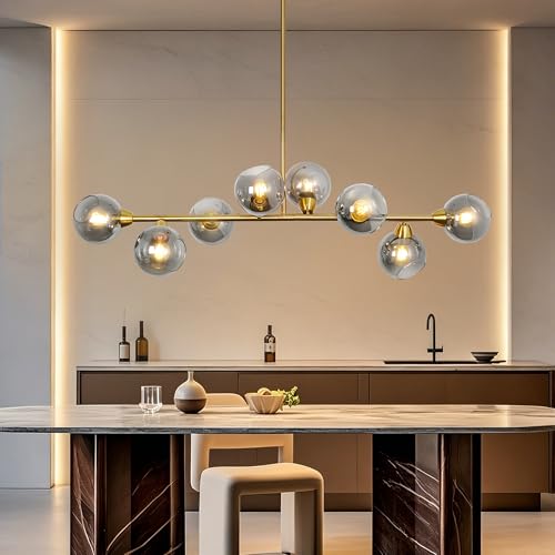 Lzawvm Modern Linear Chandelier 8 Lights Sputnik Pendant Light Dia 50 Inch by Lzawvm - Used condition - US$249.75