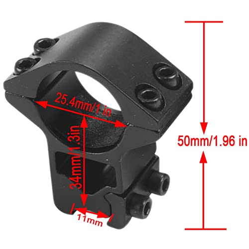 Atom Optics 1 Inch Dovetail Scope Rings For 3/8" Or 11Mm Dovetail Rails High Profile Scope Mounts 2Pcs #TOP1