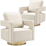30.7"W Swivel Accent Open Back Chair Set of 2, Modern Comfy Sofa Chair With Gold Stainless Steel Bas