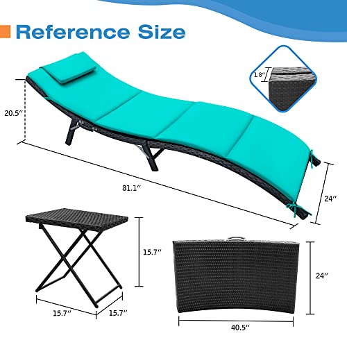 image for Homall 3 Pieces Patio Chaise Lounge Chair Sets Outdoor Beach Pool PE R