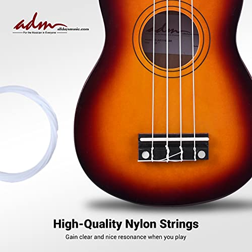 Image of ADM Ukulele for Beginners Hawaiian Wood Ukelele Kit for Kids Adult Student Starter Professional Ukalelee Pack Bundle with Free Lessons Gig Bag Strap Nylon String Tuner (Sunset, 21 Inch)