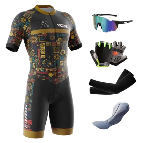 Photo de Combinaison de Cyclisme pour Homme -Triathlon Tri Costume - Combinaison de Triathlon à Manches Courtes pour entraînement à vélo, Course à Pied,Natation (Typ-12,L)