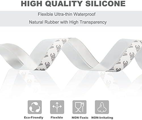 Door Seal 20m/65.6FT Silicone Transparent Door Seal Strip for Windows Weatherproof, Door Bottom dustproof and insectproof, Bathroom Waterproof, 35mm Wide, Suitable for 20mm Gap