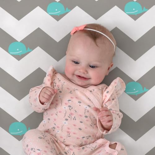 Image of Stretchy Pack and Play Fitted Sheets: 2 Pack Mini Crib Sheets 38x26 - Soft Cozy Material - Fits Most Playards and Travel Playpens, Pack n Play, Nursery Daycare Bedding Essentials, Whale Cloud Print